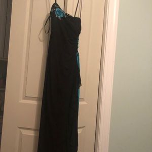 Black and blue Windsor homecoming dress